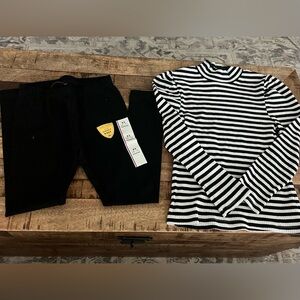 Turtle neck puff sleeve top with NWT leggings